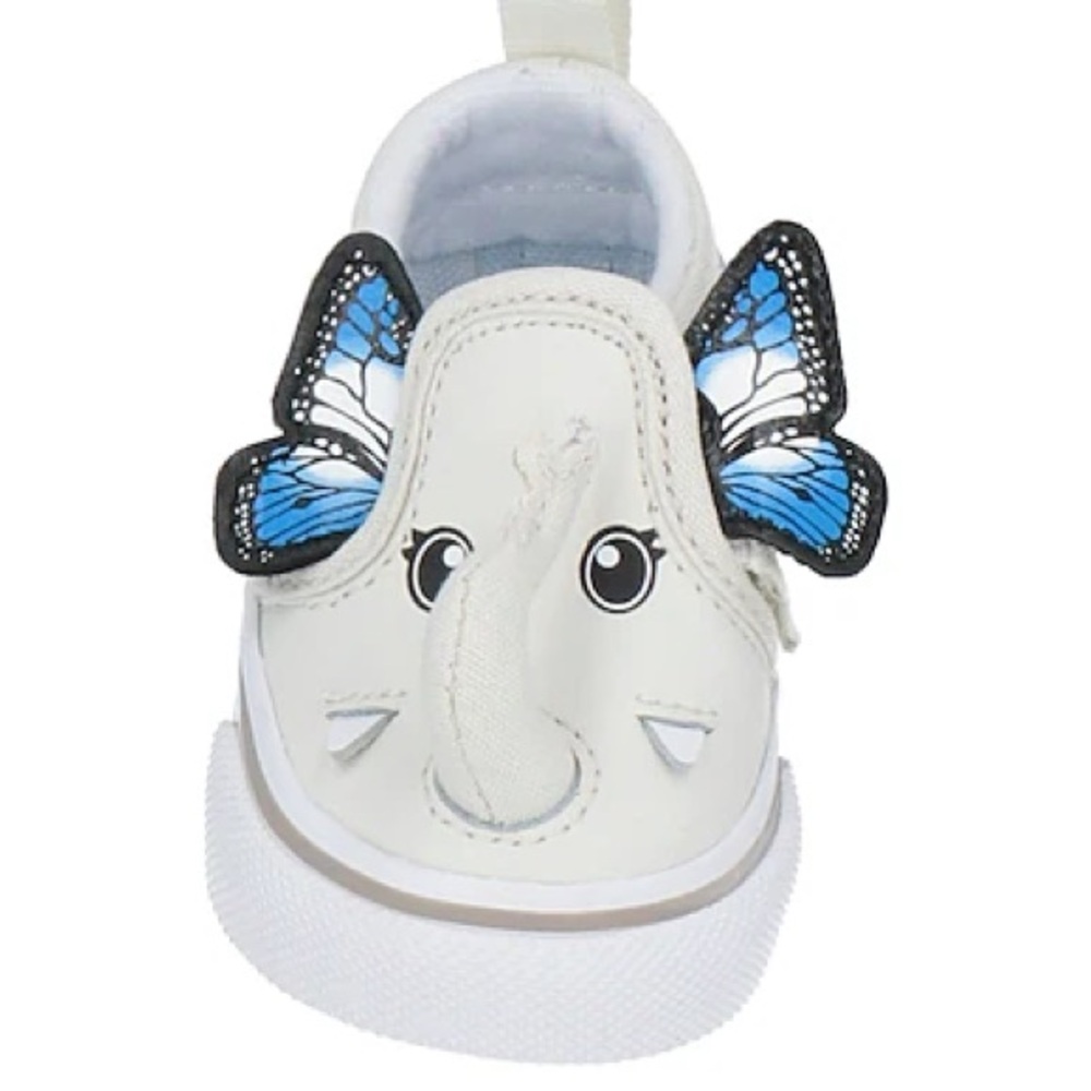 Vans Kids Sneakers - White and Blue Butterfly Design